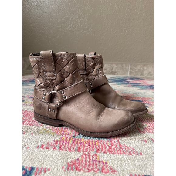 Frye Phillip Woven Leather Harness Boots 9 - Picture 4 of 10